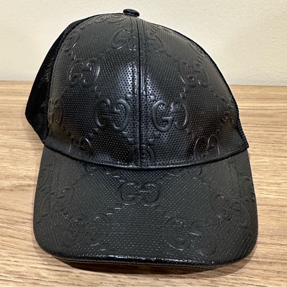 Gucci GG Leather Mesh Baseball Hat - Picture 2 of 8